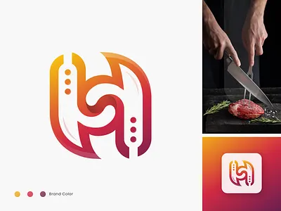 Letter H + S + Knife , logo design app icon app logo branding color creative logo gradient icon illustration knife knives letter h letter s logo logo design logo designer minimalist logo modern logo symbol unique logo vector