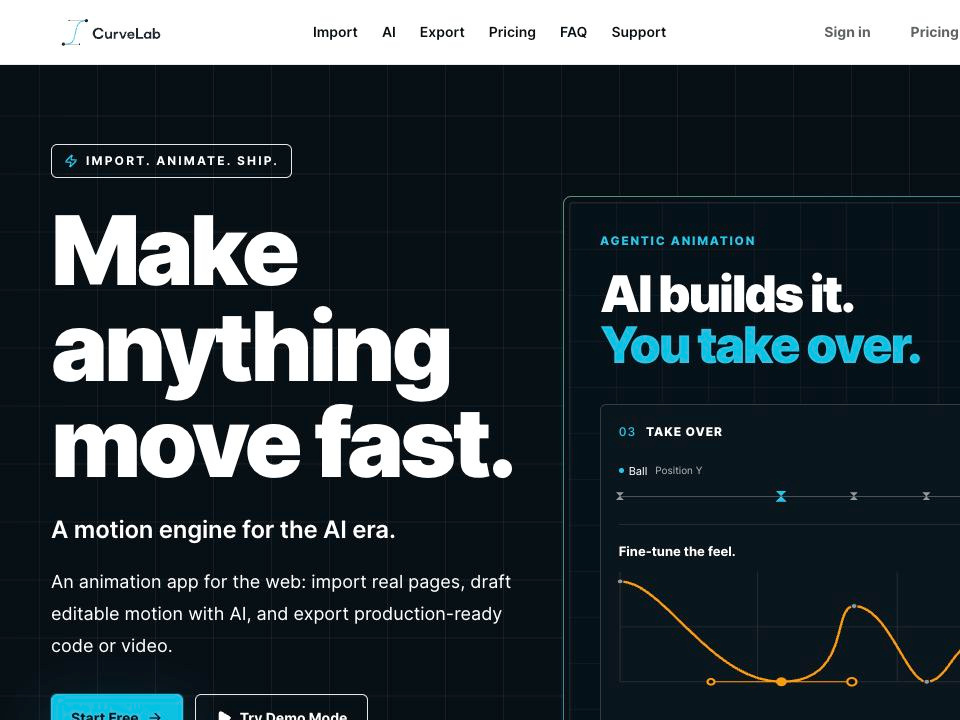 CurveLab — Website Design motion design product design ui design web design