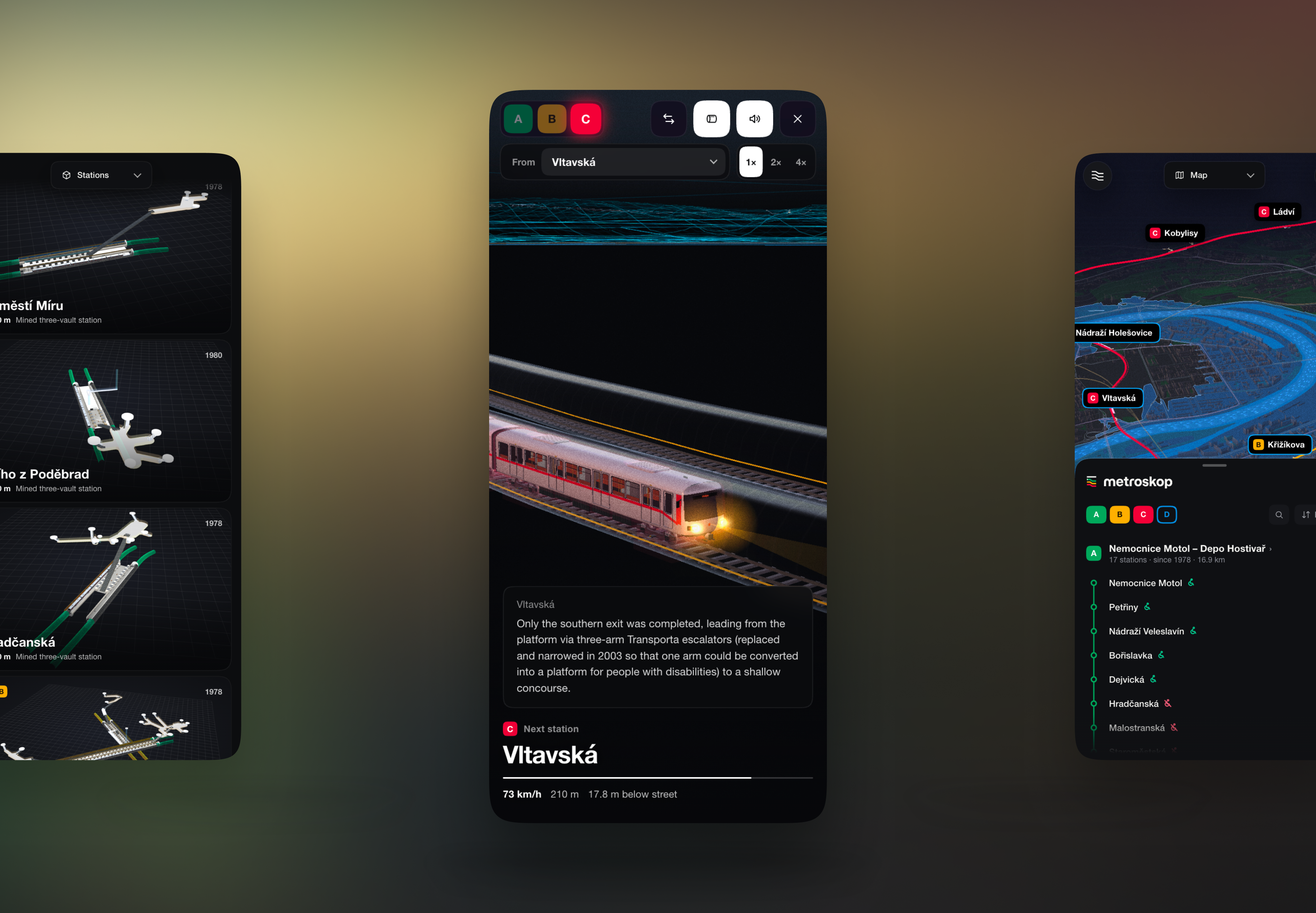 Metroskop - Browser App UI 3d ai app design dark ui data visualization interaction design interactive interface design map mobile design mobile ui side project subway threejs ui ui design ux ux design web design webgl
