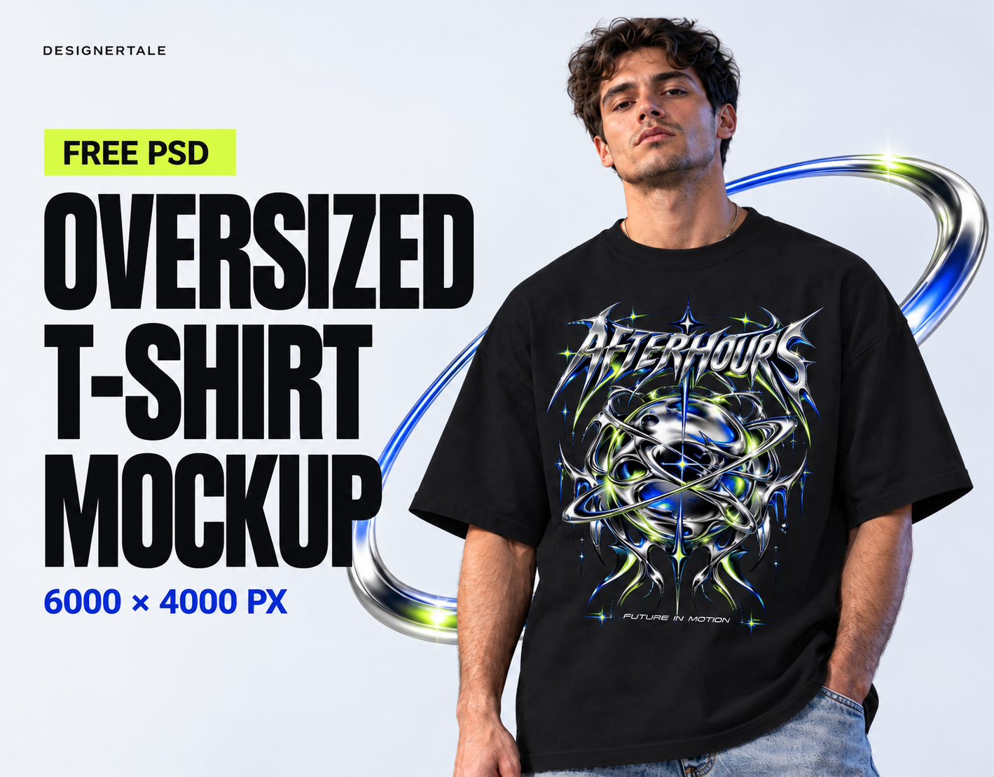 Free Oversized T-Shirt Mockup PSD — Male Model free mock up mockup photoshop psd template