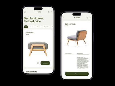 Luxury furniture mobile app app app design app ui b2c chair clean design e commerce ecommerce furniture furniture app interior luxury minimal mobile modern nature shop sofa tanim