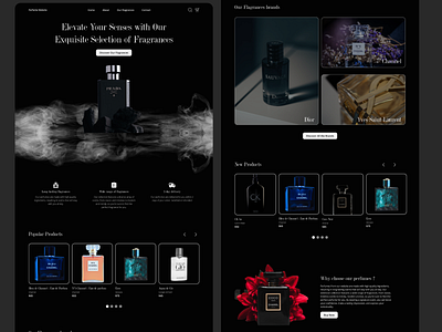 Perfume Website Concept (Complete Version) channel landing page design dior landing page landing page landing page design luxury luxury perfume minimalist perfume perfume landing page perfume webshop perfume website ui ui ux ux webdesign website design