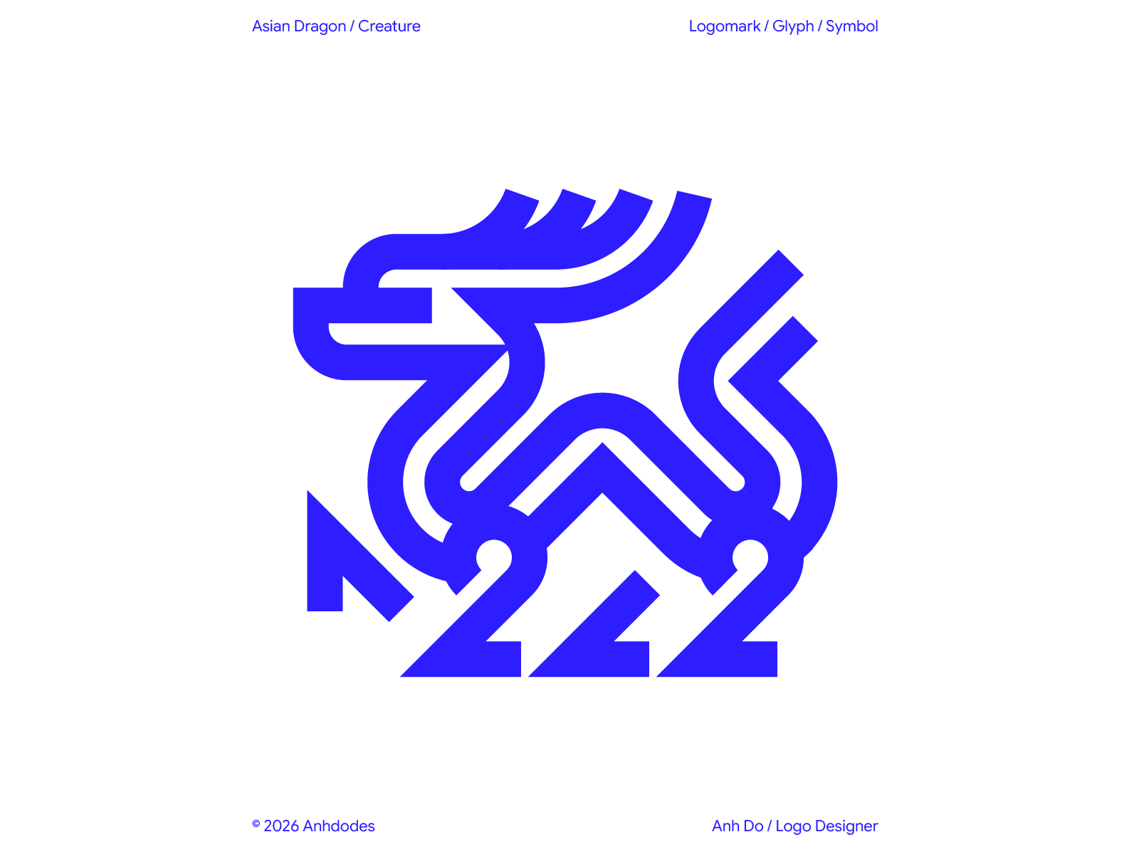 Asian Dragon Logo Mark Built From Strokes Only asian dragon branding creature design dragon graphic design illustration logo logo design logo designer logodesign minimalist logo
