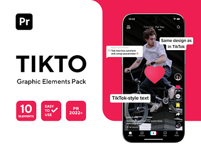 Tikto - TikTok Graphics Pack For Premiere Pro advertising animated animation comments creatives graphic design motion graphics overlays pack smm tiktok titles ui