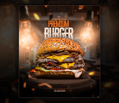 premium burger ad post design for social media! burger post facebook ad facebook post instagram ad instagram post social media ad post design social media design