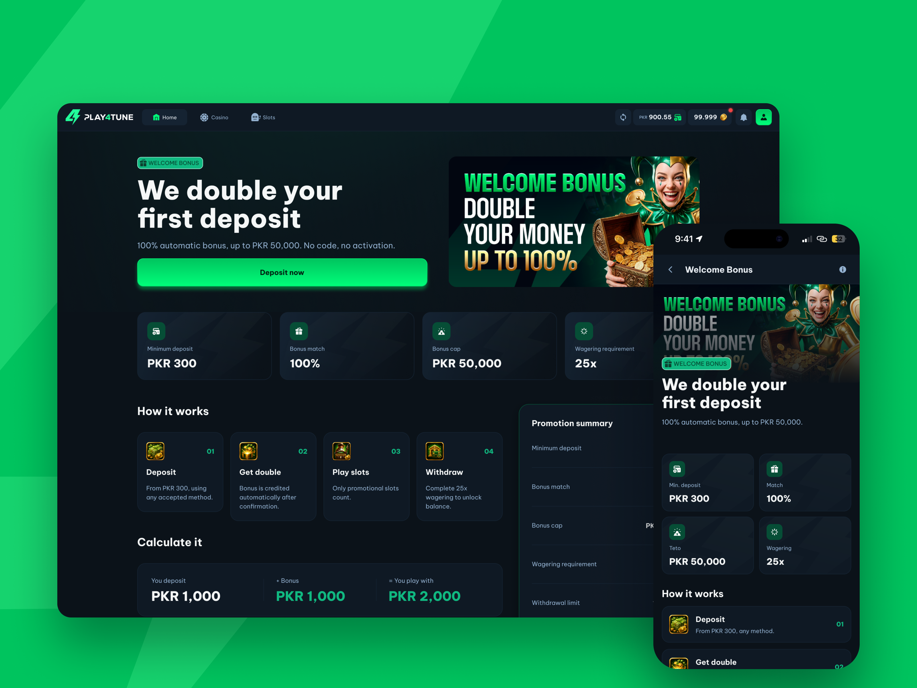 Global Online Casino Platform Play4tune casino platform figma graphic design igaming ui ux web design