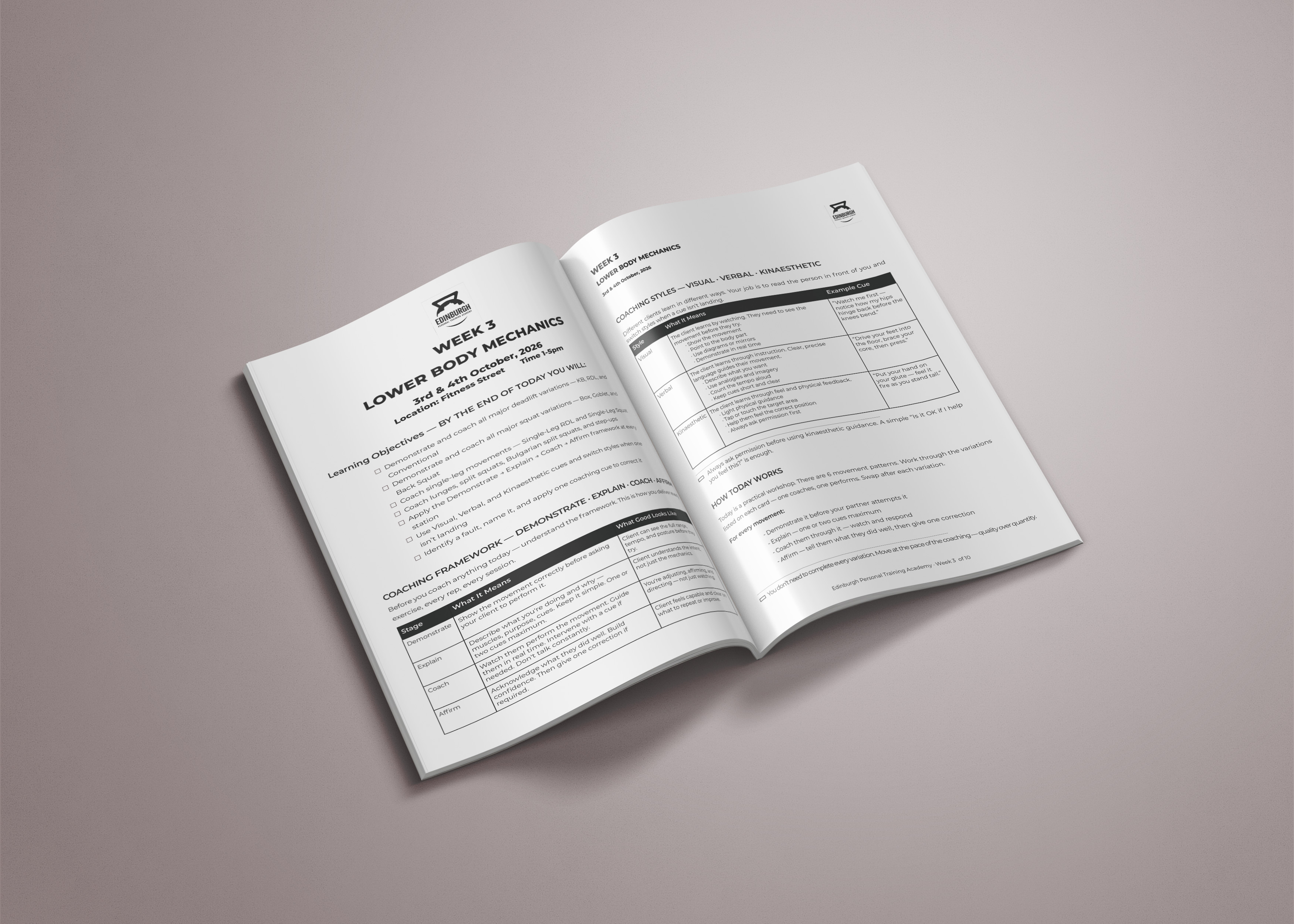 Edinburgh Personal Training Academy — Student Curriculum Booklet adobe indesign book publication branding catalog course material cover design curriculum booklet ebook editorial design graphic design graphic design portfolio guide design handbook design layout design learning material design print design publication design training manual typography typography layout