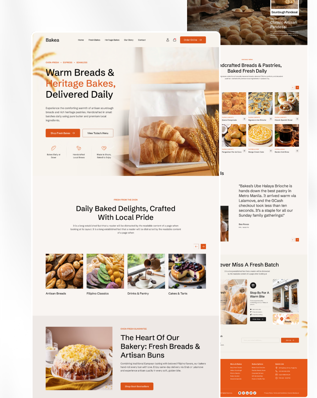 Bakea Fresh Artisan Bread & Pastries Philippines — Artisan Baker appdesign bakerydesign cleanui ecommerceui figma foodtech interface landingpage minimalism modernui productdesign uidesign uiux userexperience userinterface uxdesign visualdesign webdesign webdesigner webdeveloper