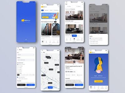 RENTLY (mobile app) design digital illustration illustration logo mobile app photoshop rental ui ux web design