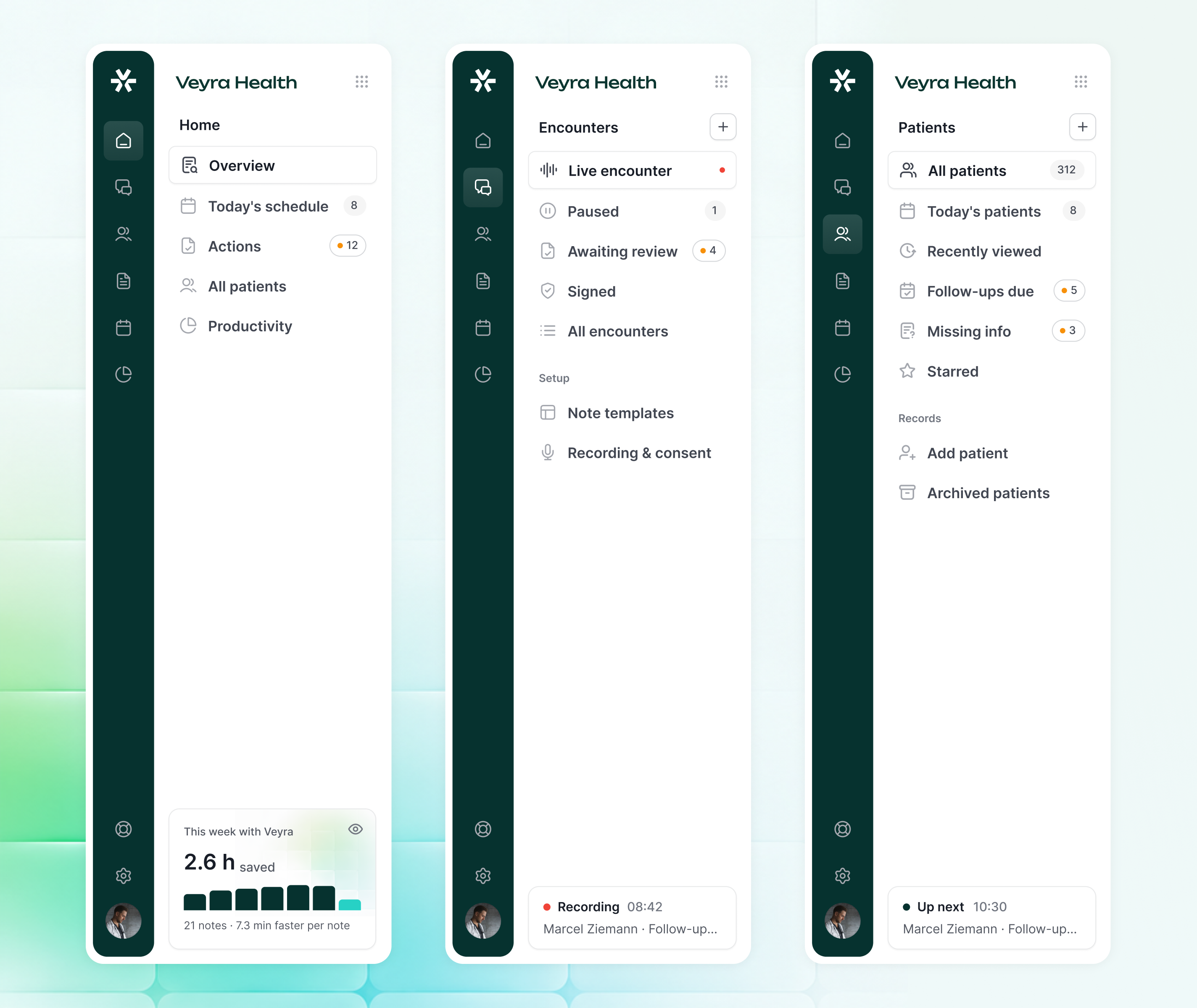 Sidebar navigation for Veyra Health dashboard flat design health dashboard health tech healthcare medicalui minimal minimalism navbar navigation bar sidebar ui ux
