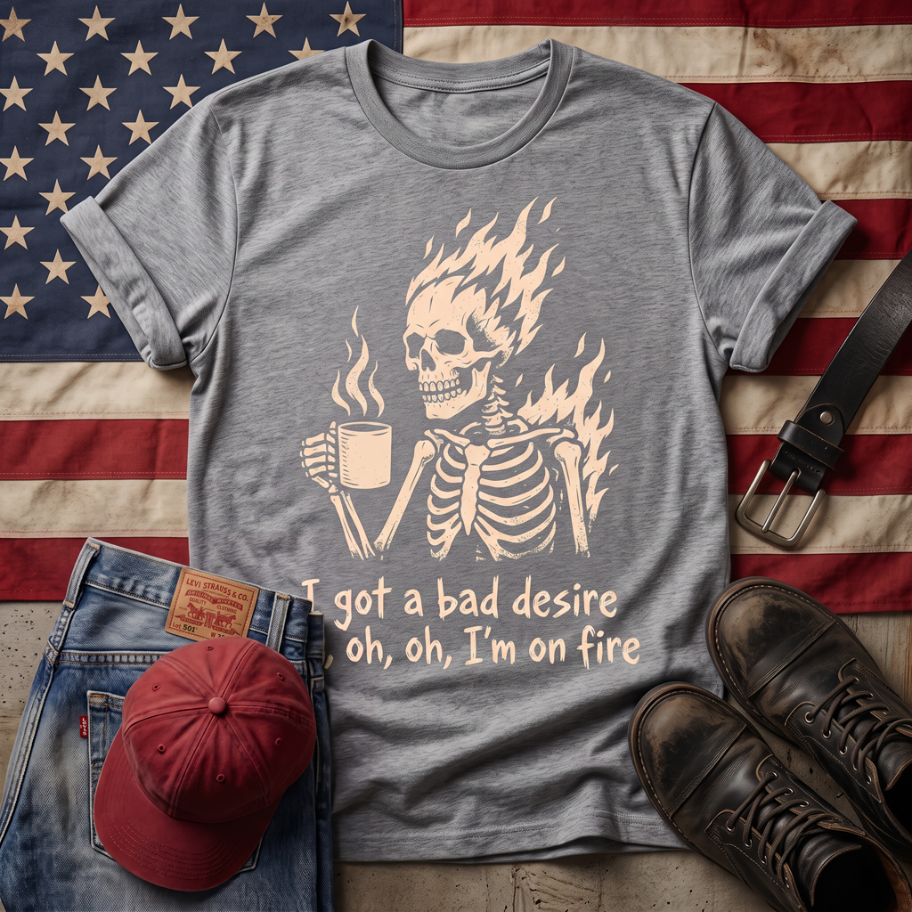 Im on fire - T-Shirt Design / Apparel Art apparel art branding dark art dark humor design digital art grunge illustration line art logo lyrics mockup print retro retro skull skeleton t shirt t shirt design vector vintage