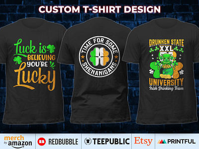 ST PATRICKS DAY T-Shirt Design Bundle canva t shirt design design etsy merchbyamazon
