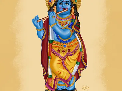 Digital Painting of Lord Krishna - Happy Vishu adobe photoshop design digital painting graphic design illustration painting