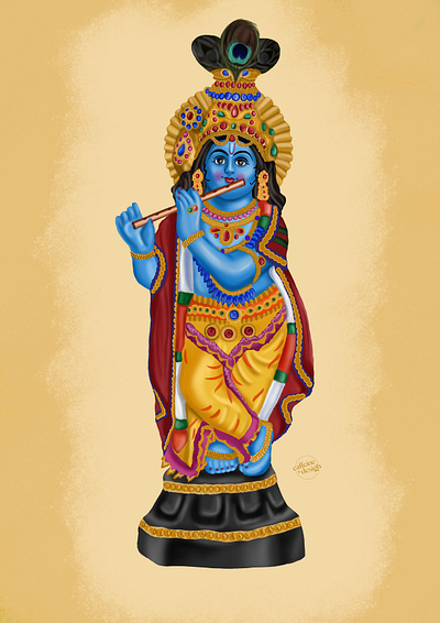 Digital Painting of Lord Krishna - Happy Vishu adobe photoshop design digital painting graphic design illustration painting