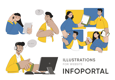 Illustrations for website INFOPORTAL character illustrations design digital illustration illustration photoshop ui web design