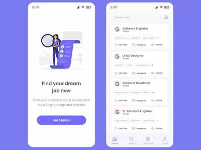 Job Finding App app ui design design job app ui ui ui des ui design ux web design