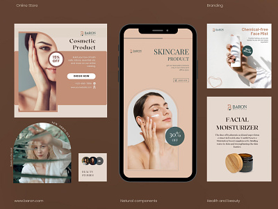 BARON Cosmetic Logo Brand Guidelines Template beauty design beauty guide line beauty logo cosmetic brand guide line cosmetic brand identity cosmetic logo cosmetics branding cosmetics logo identity design flyer design logo social banner