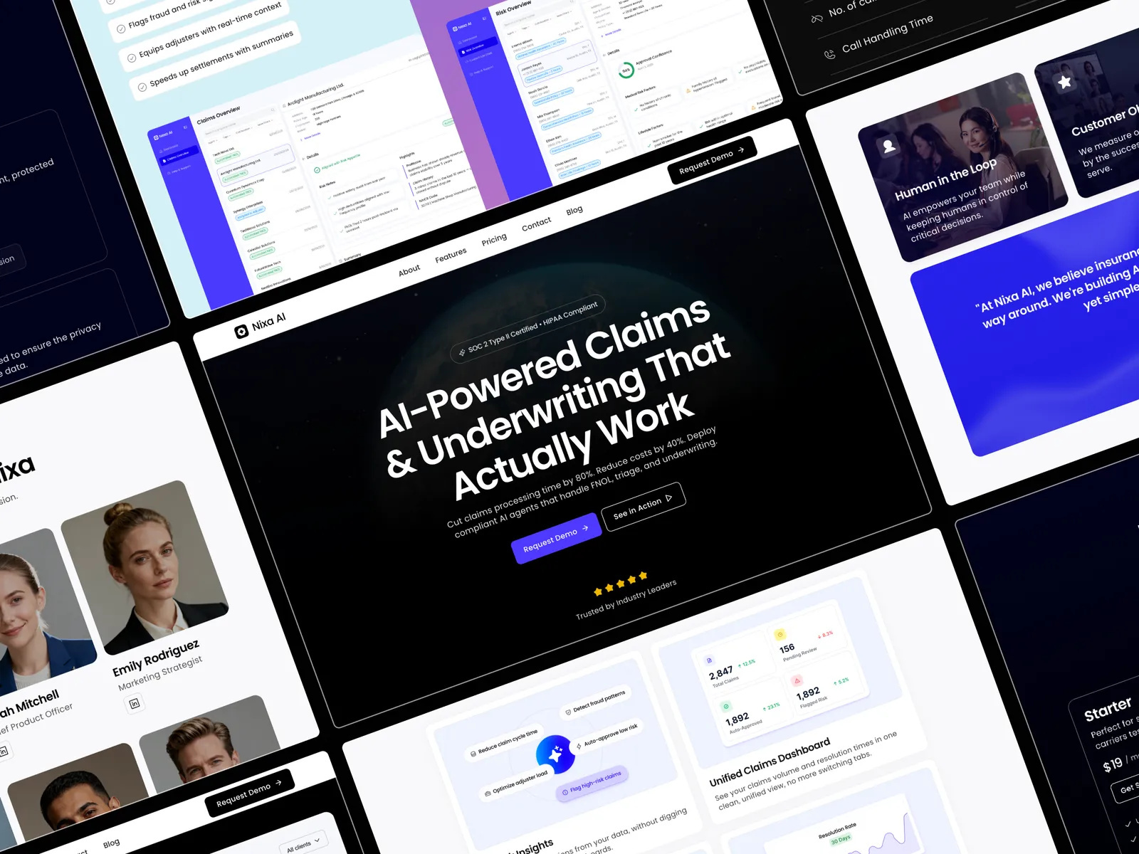 Nixa: website design for an enterprise AI product ai startup ai website b2b compliance dashboard enterprise fintech framer framer template insurtech landing page marketing website pricing page responsive design saas security tech ui design web design website template