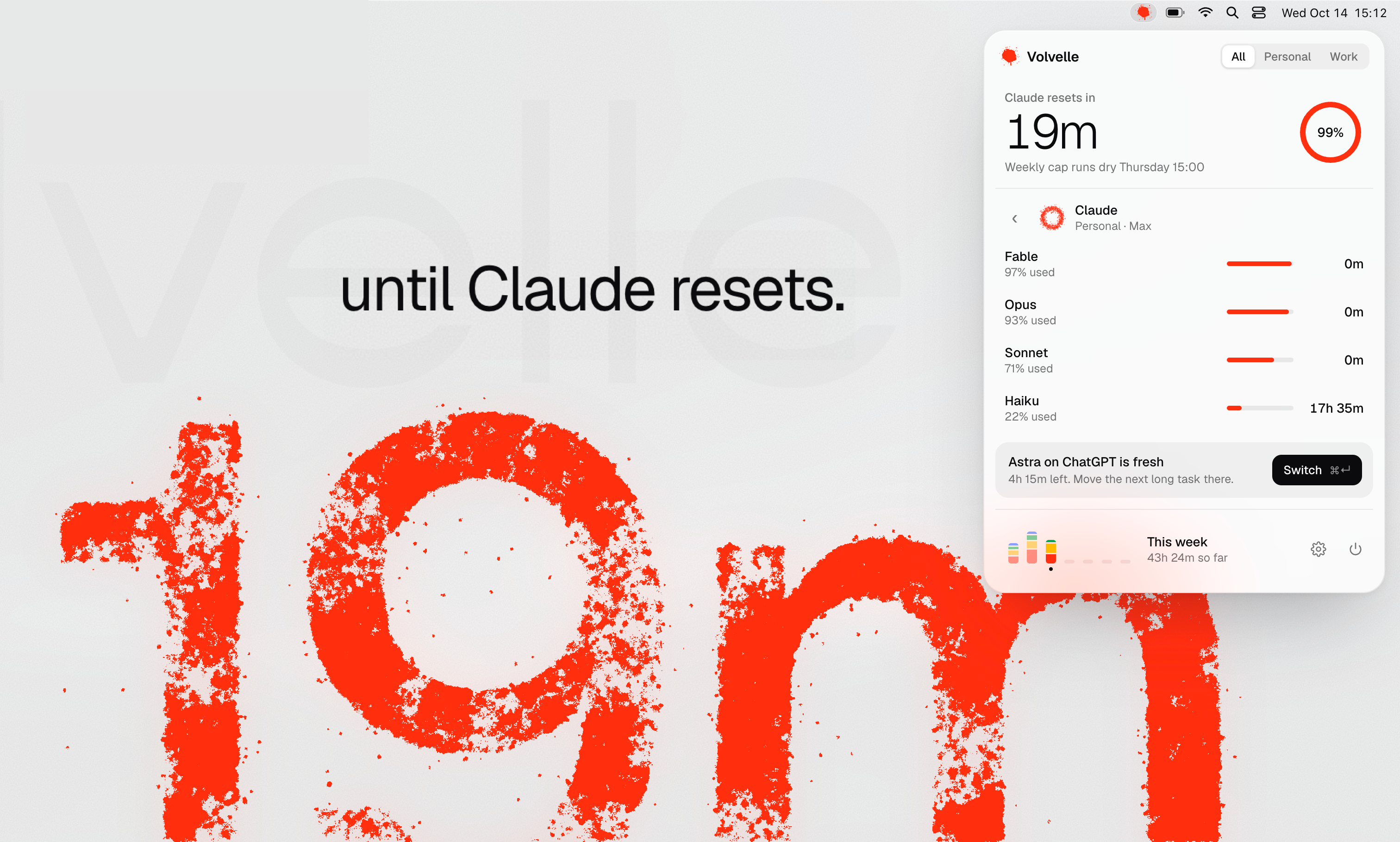Volvelle - how much AI is left? ai airbrush concept interaction design macos menubar motion design product design ui webgl