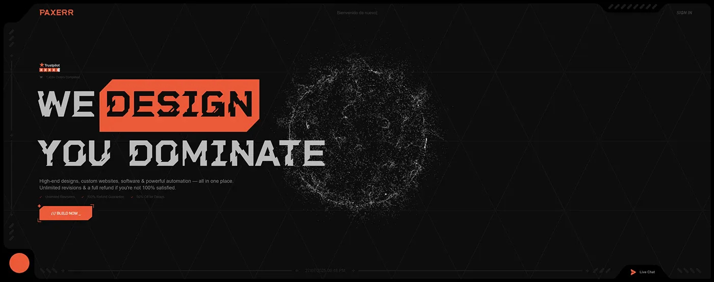 Paxerr — Dark Agency Landing Page Design agency branding dark theme landing page typography ui ux web design