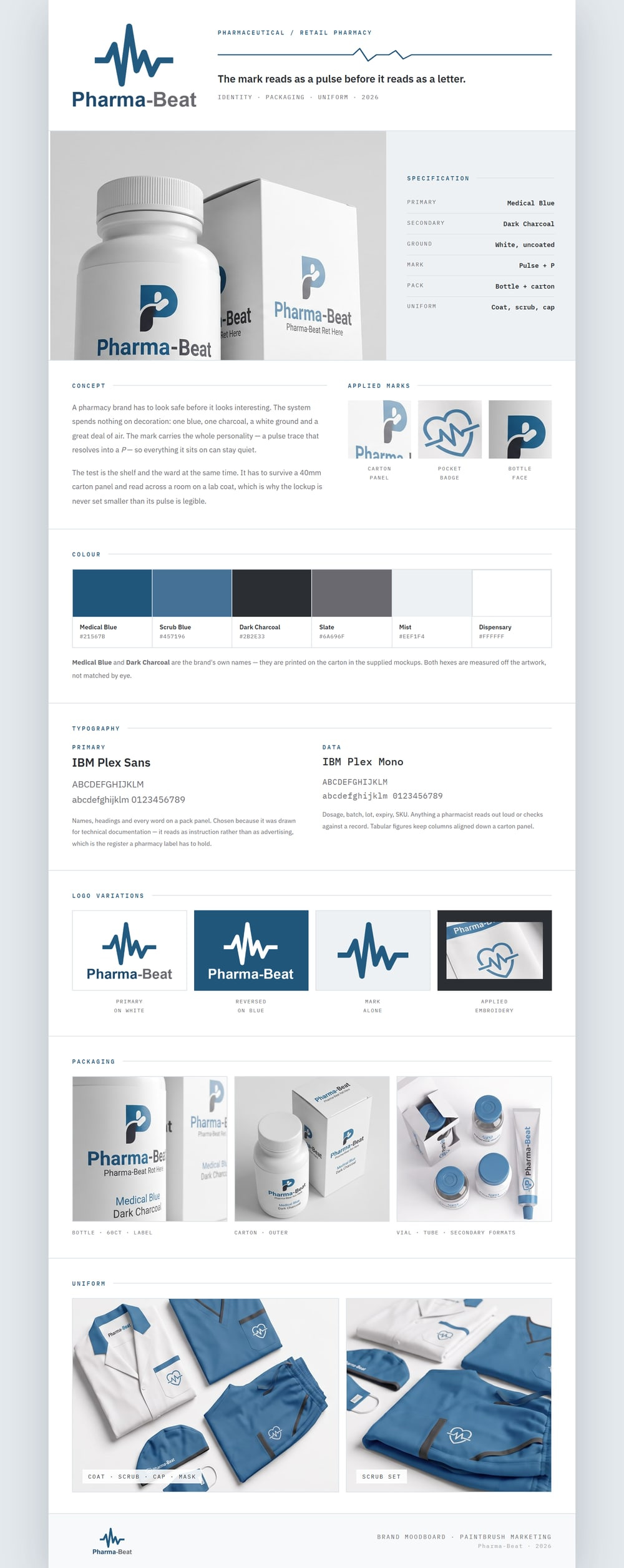 Pharma-Beat - Retail Pharmacy Concept Identity brand identity healthcare branding logo design pharmacy branding pulse mark