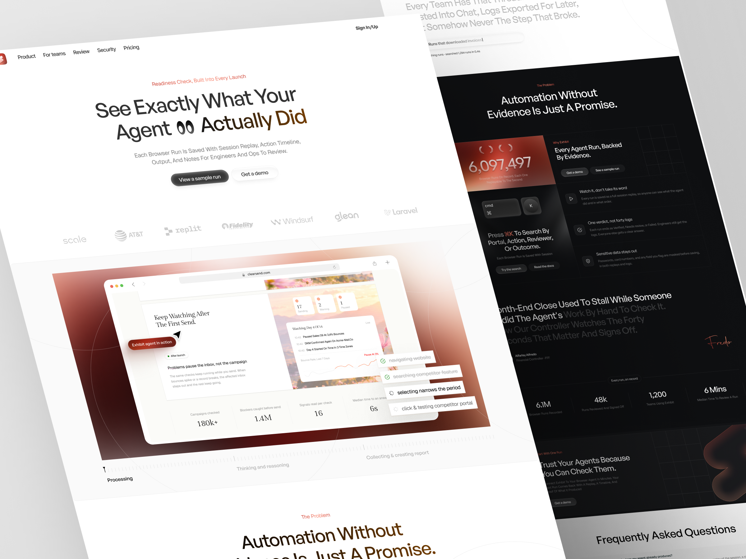 Clearsend - AI Browser Automation Landing Page agent ai agent ai automation automation platform browser automation design landing page landing page design saas saas landing page saas website ui ui design uiux ux web web design web ui website website design