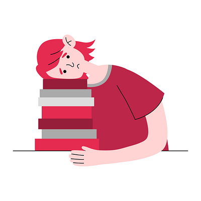 Burnout girl concept app branding burnout cartoon character concept depression design digital flat graphic design illustration magenta mental health student web woman