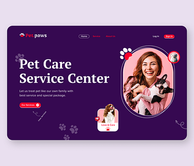 Pet.paws Landing page 3d app appdevelopment branding design designing graphic design illustration logo ui ux vector webdevelopment