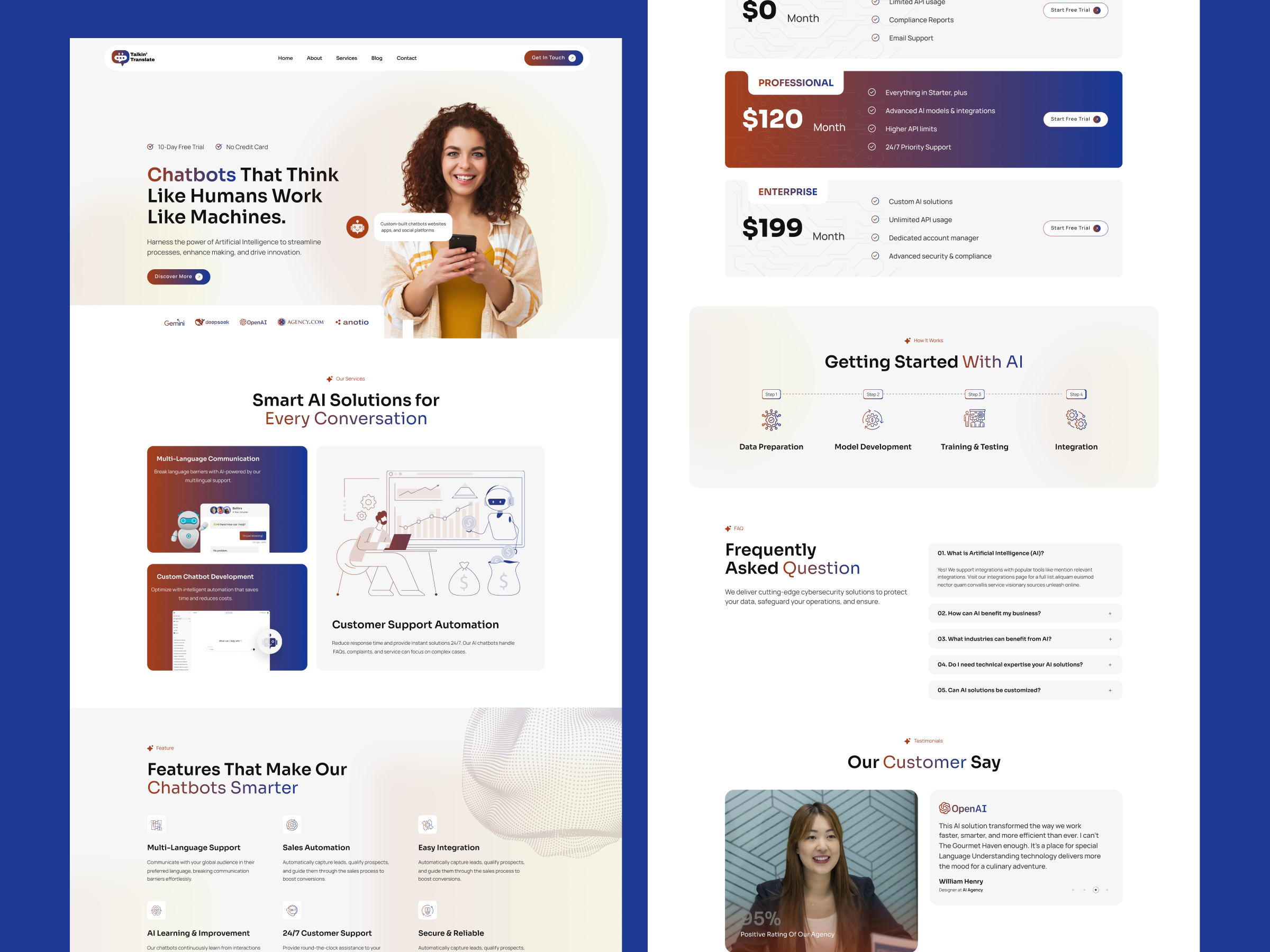 AI Chatbot & Customer Support Automation Website UI/UX Design 3d ai branding business case study chatbot design system enhance making figma generative ai landing page prototype services smart solution ui uiux wireframe