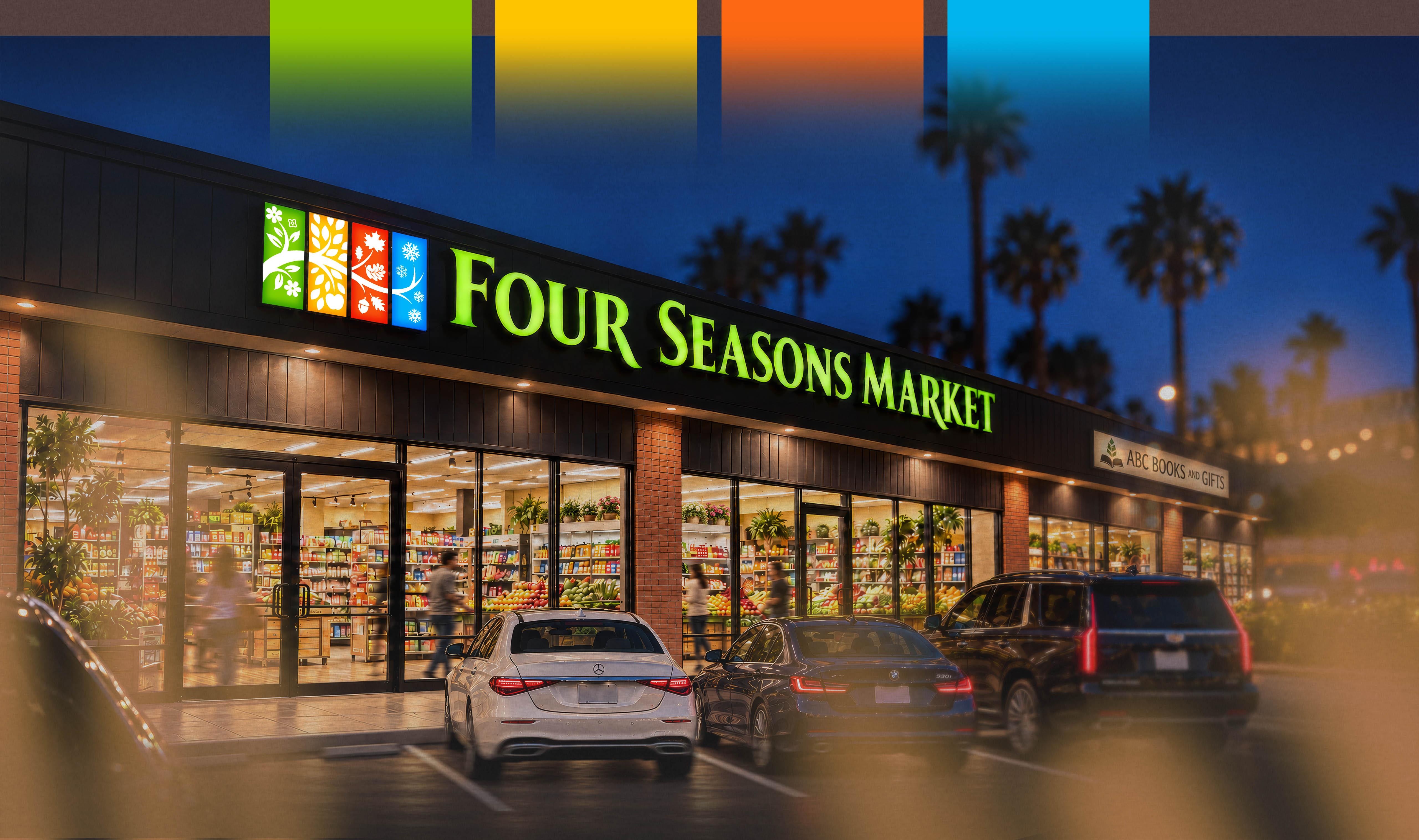Four Seasons Market Branding american design brand design branding commercial desing graphic design logo logo design motion graphics supermarket branding