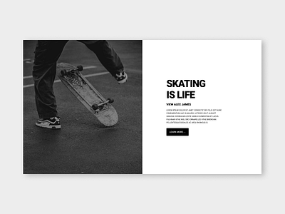 Skating page design black design figma landing page minimalist picture roboto typefaces typography ui ui design user experience user interface ux