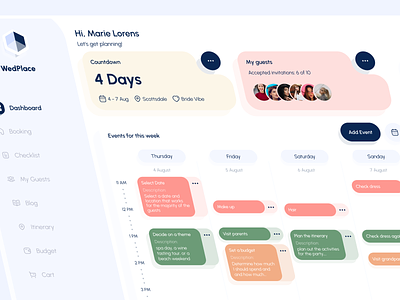 JourneyGenius — UX/UI Dashboard app app design bachelorette planners branding dashboard design figma graphic design high quality logo testing ui ux webapp