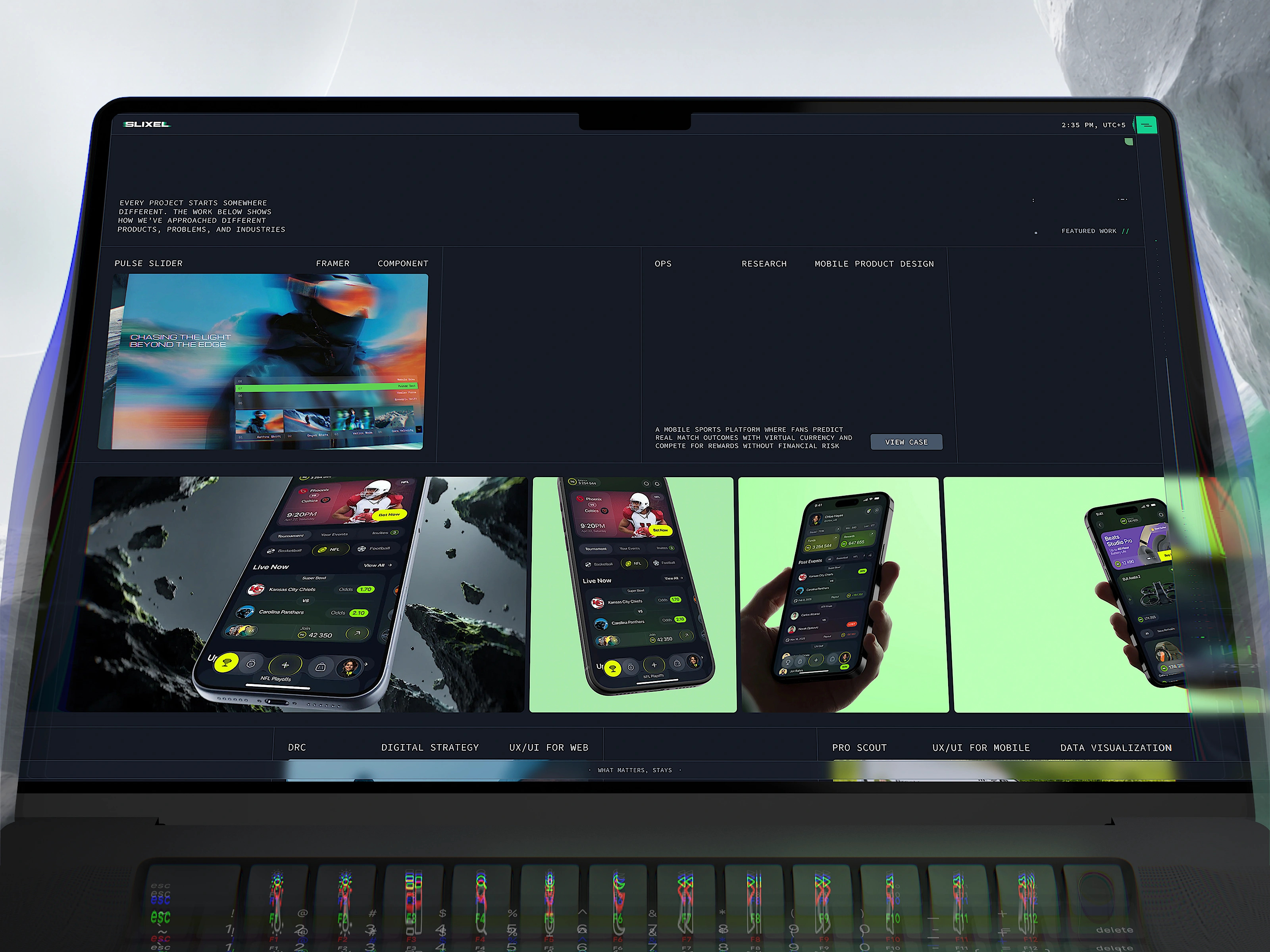 SLIXEL - Homepage 3d design creative coding creative development dark ui digital design experimental web framer interaction design motion design personal portfolio portfolio portfolio website product design responsive design sci fi slixel three.js ui design web design webgl