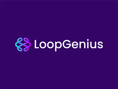 loopgenius brain branding chain crypto genius line lineart logo loop mind smart technology