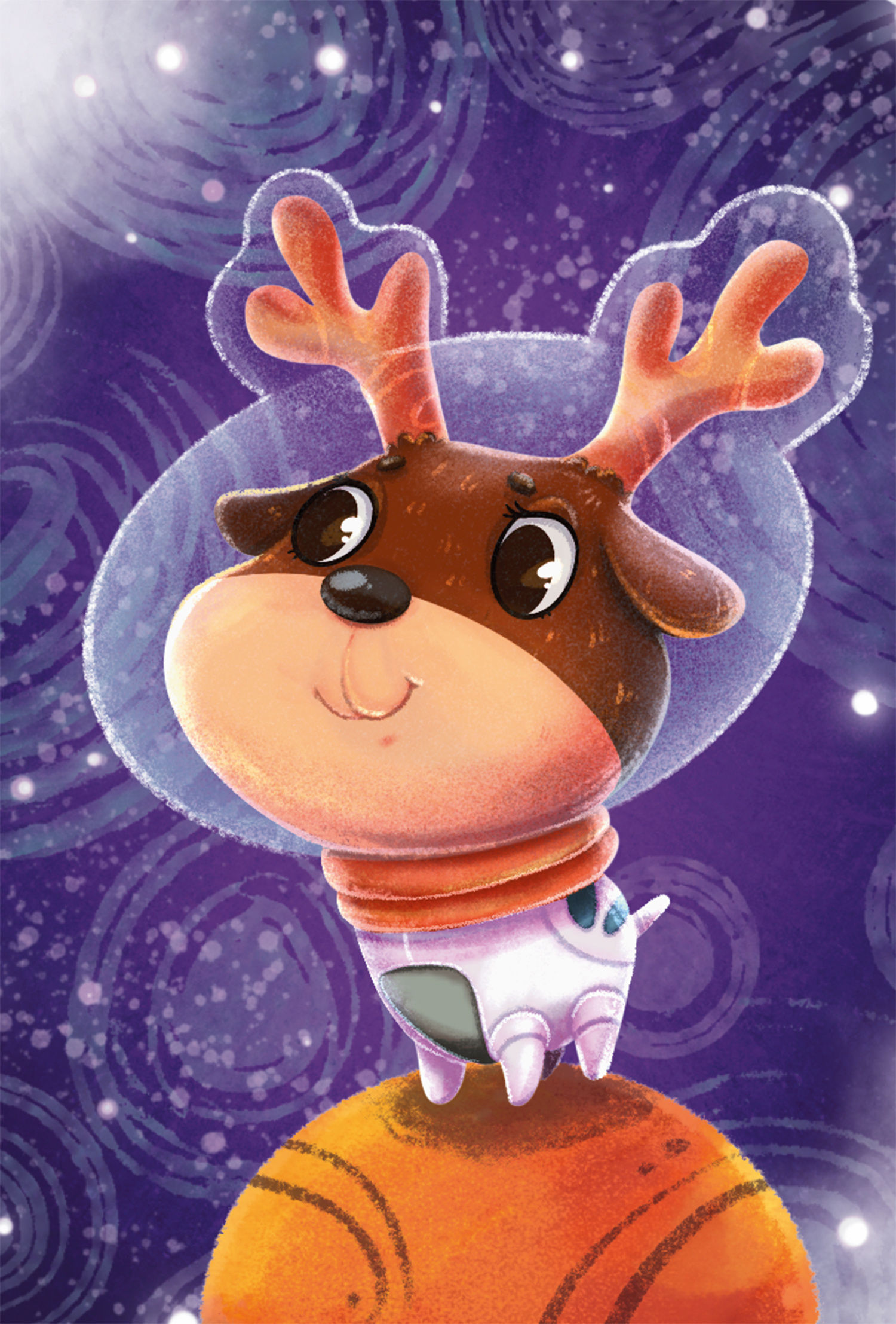 Cosmic Deer Character Design for Card Game illustration animal art board game card game character design children illustration design illustration kid art procreate raster illustration