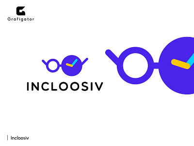 Incloosiv logo design app logo app logo design clock logo creative design creative logo design eye wear logo flat design flat icon flat logo glasses logo icon design logo minimal logo minimalist logo modern logo design