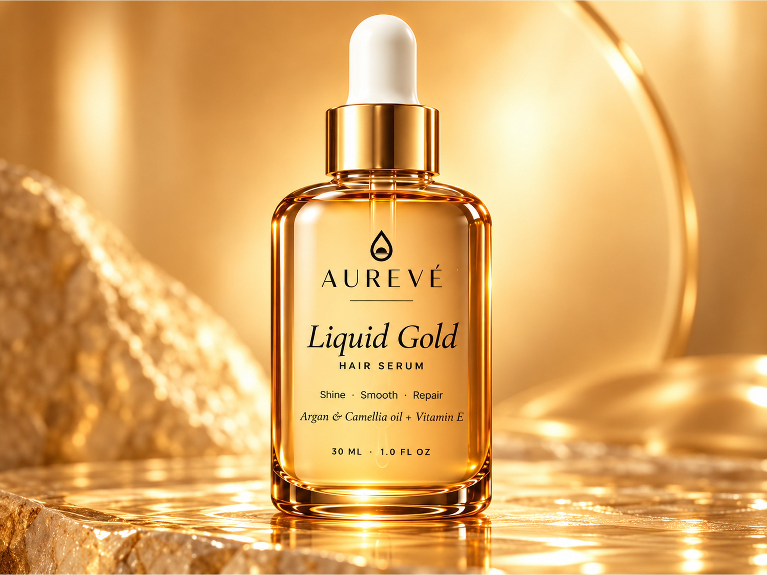 AUREVÉ – Luxury Botanical Hair Serum & Hair Oil Brand Identity 3d bottle render aureve branding beauty visual identity behance portfolio botanical hair serum brand style guide cosmetic label design dribbble showcase dropper bottle design ecommerce cosmetic design gold amber palette gold cosmetic packaging hair repair serum haircare brand identity luxury hair oil packaging packaging architecture product presentation serum bottle mockup vegas web visual identity system