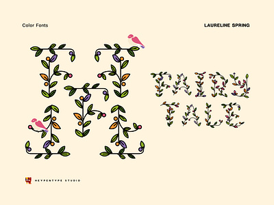 Typographic Design, Laureline Spring Color Font floral pattern