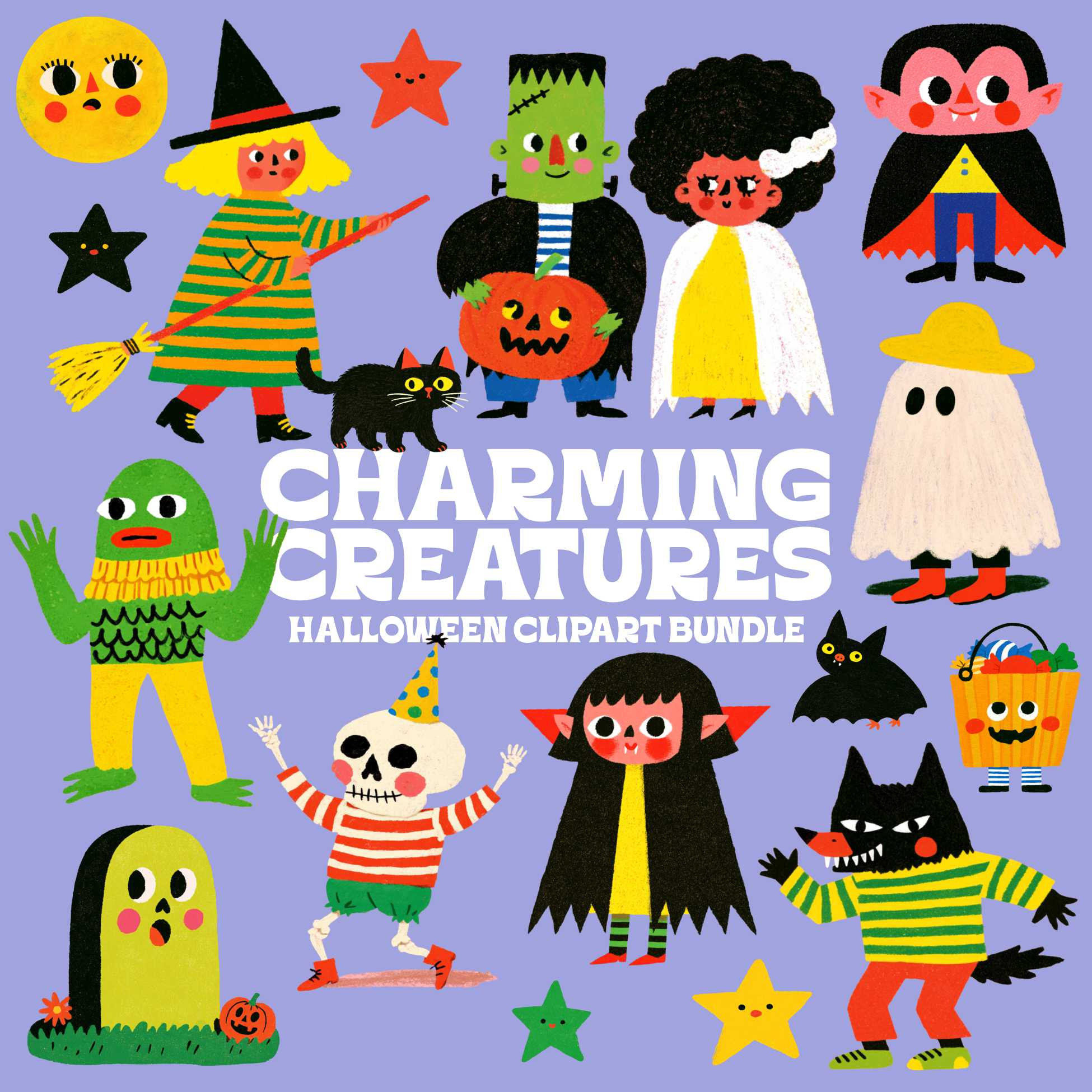 Charming Halloween Clipart Bundle clipart graphic design halloween illustration spooky
