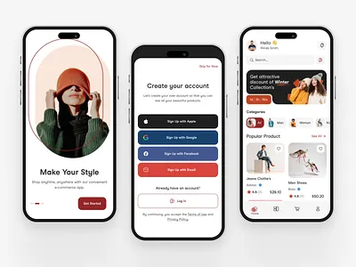 Ecommerce - Mobile App app app design apps e commerce e commerce app e commerce design ecommerce fashion app mobile app mobile apps online shop shop sing up ui splash ui