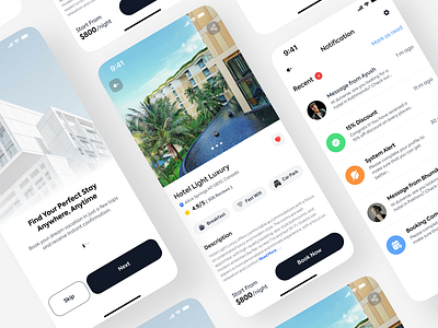 Bookly - Hotel Booking Mobile App app design design easynavigation graphic design hotelbooking intuitiveui minimalistic mobileapp moderndesign onlinereservation quicksearch responsivedesign simplebooking sleekdesign travelplanning ui uiux userexperience ux vacationbooking