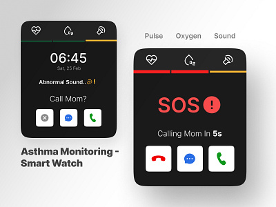Asthma Monitoring - Smart Watch 100daysdesign asthma call designchallenge monitoring smartwatch sos watch