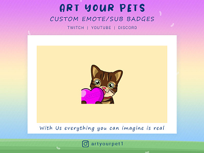 heart cat emote design 2d art design emoteart emotestwitch graphicdesign