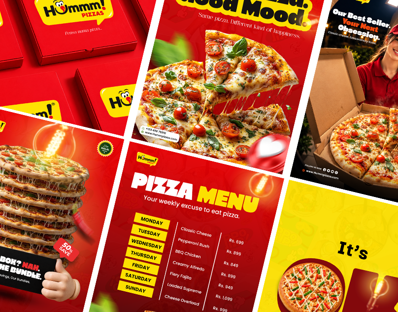 Social Media Posts Design & Brand Campaign branding food creatives graphic design logo pizza branding design social media posts design