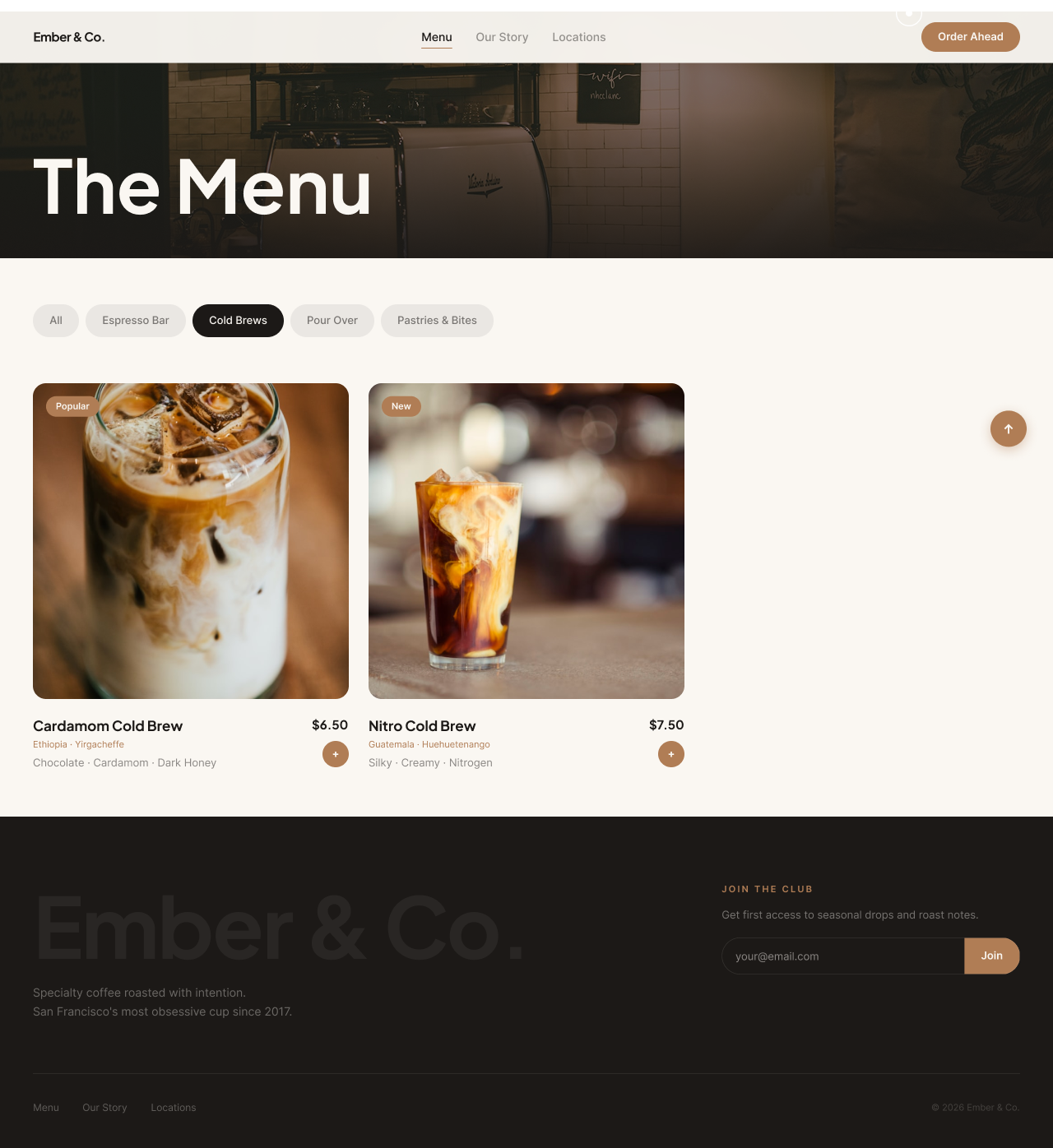 Cold Brews branding coffee experience graphic design motion graphics ui uiux design ux