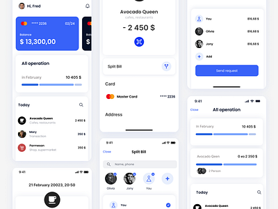 Banks app Split Bill appdesign designerportfolio dribbblefolio productdesign ui ux