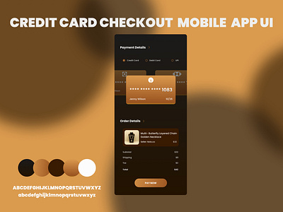 Credit Card Checkout Mobile UI bank branding card checkout credit card darkui design flat illustration logo minimal mobile mobileui money ui ux vector