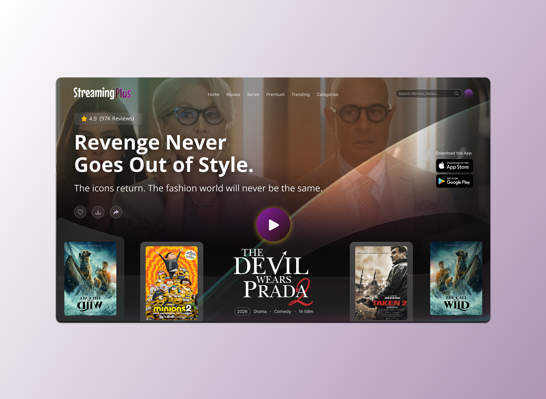 Hero Streaming Platform - UI Design dashboard figma graphic design hero section streaming ui ux web web design