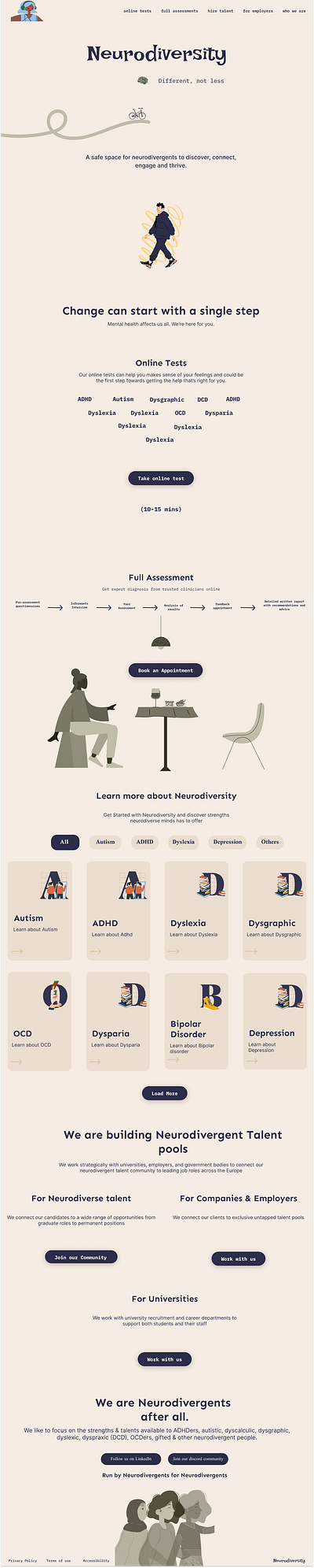Neurodiversity - different, not less. adhd app autism branding design dyslexia neurodiversity ui ux website
