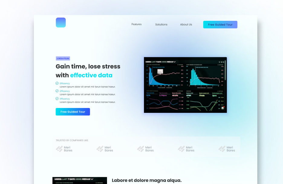 Example of SaaS Homepage, blurry glass effect